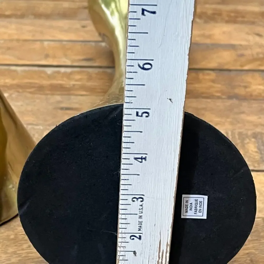 Modern Gold Tone Metal Candlestick Holders Nambe Style 12